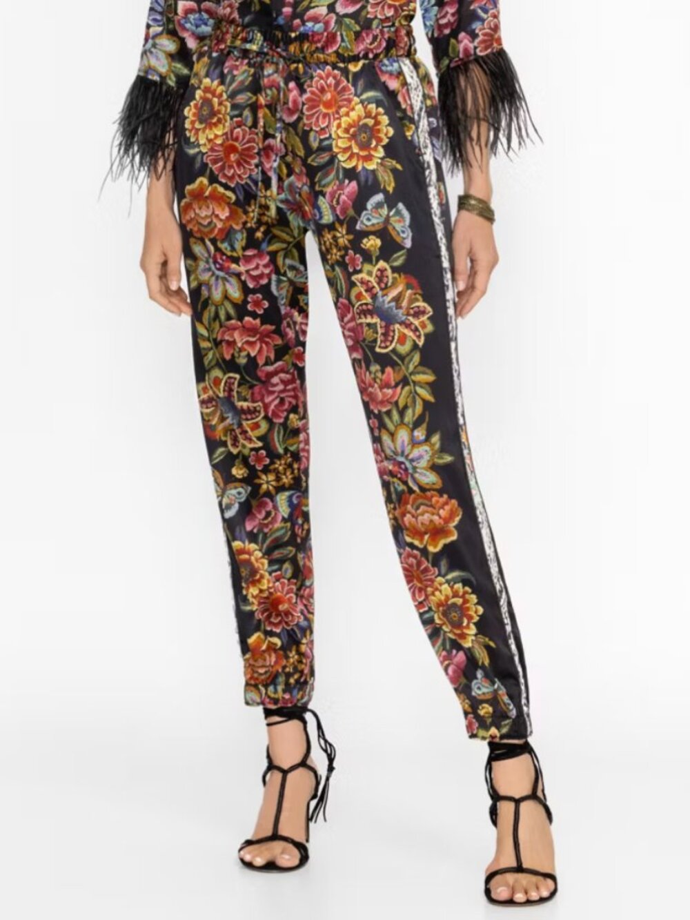 Johnny Was Genora Paneled Jogger Antiqua Flower Print